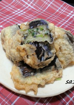 余ったニラ餃子の中身で！ナスのはさみ揚げ-レシピのメイン写真