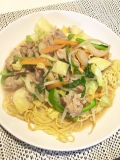 王将のとんこつラーメンであんかけ焼きそば-レシピのメイン写真