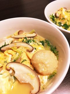 水菜と麩と椎茸の卵とじ*母の味*-レシピのメイン写真
