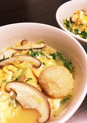 水菜と麩と椎茸の卵とじ＊母の味＊-レシピのメイン写真