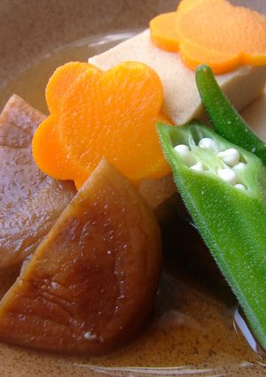 高野豆腐とオクラの炊き合わせ-レシピのメイン写真