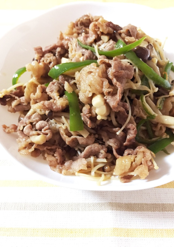 簡単！牛肉ときのこピーマンの和風炒め-レシピのメイン写真