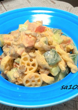 レンズ豆とマカロニのカレーマヨサラダ-レシピのメイン写真