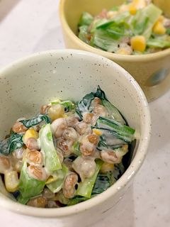 小松菜とコーンの納豆和え-レシピのメイン写真