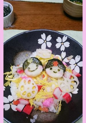 雛祭り♪ちらしにon子ども喜ぶおひなさま-レシピのメイン写真