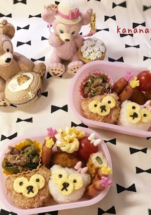 ダッフィーとシェリーメイ風幼稚園お弁当-レシピのメイン写真
