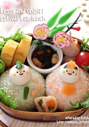 簡単♪うずらとおにぎりのひな祭りキャラ弁-レシピのメイン写真