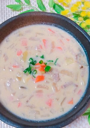 ヘルシー豆乳味噌スープ⭐️-レシピのメイン写真
