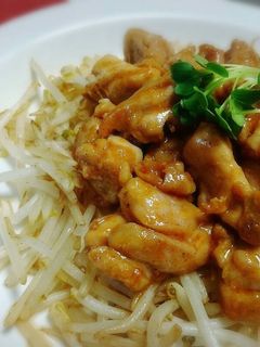 鳥もも肉のマヨケチャ炒め☆onモヤシ☆-レシピのメイン写真