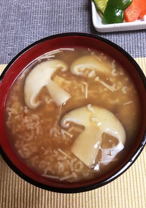 大きな椎茸とエノキのきのこおかゆ-レシピのメイン写真