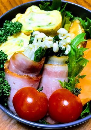 えのきと春菊ベーコン巻き♪お弁当♪-レシピのメイン写真