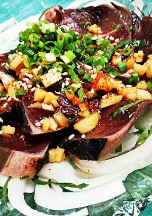 前に作った生姜オイルを使って鰹のたたき❣-レシピのメイン写真