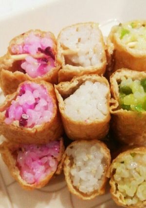 簡単♪花見に♪三色団子風いなり寿司☆-レシピのメイン写真