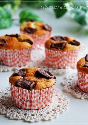しっとりフワフワ♪ チョコバナナマフィン-レシピのメイン写真