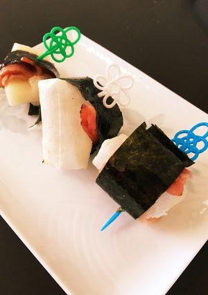 お餅が余ったらミニもちベーコン海苔巻き♡-レシピのメイン写真
