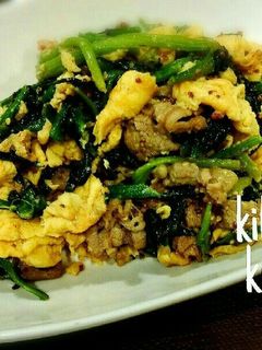 牛肉ほうれん草のマスタード卵炒め-レシピのメイン写真