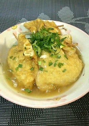 簡単♡鶏生つみれde油あげの袋煮♪-レシピのメイン写真