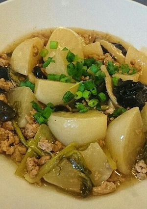 かぶとキクラゲの挽き肉あんかけ-レシピのメイン写真