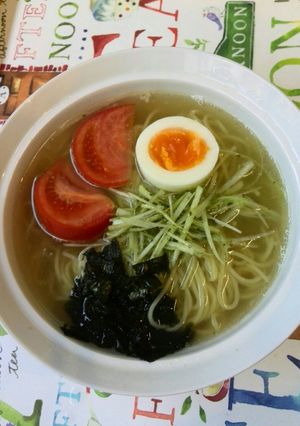 王将塩ラーメンねぎバジルのせ-レシピのメイン写真