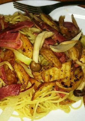 ローソンの牛タンとポテトでパスタ-レシピのメイン写真