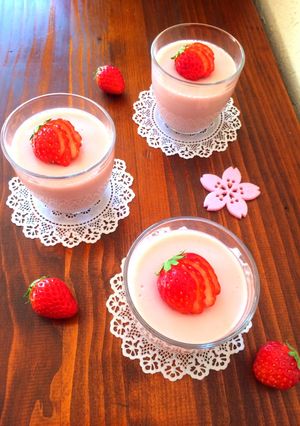 豆腐&甘酒のとろける苺プリン-レシピのメイン写真