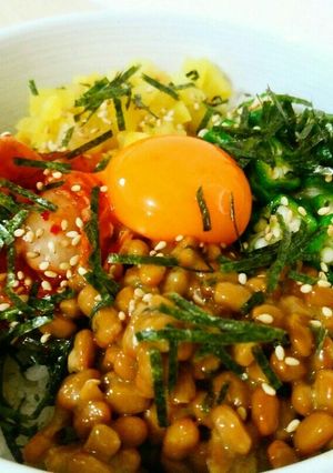 我が家の丼 簡単納豆キムチオクラ手抜き丼-レシピのメイン写真