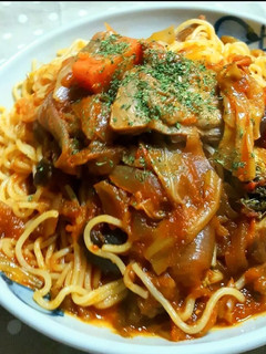 鶏のトマト煮込みの焼きそパスタ-レシピのメイン写真