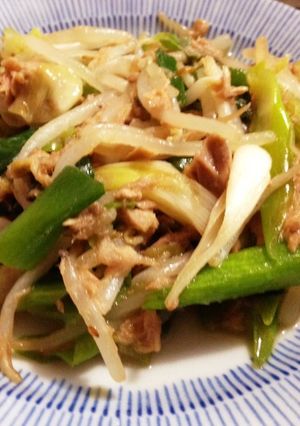 長ネギ＊モヤシ＊ツナの焼肉のタレ炒め-レシピのメイン写真