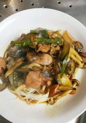 なすとピーマン　すき焼きのたれ　そうめん-レシピのメイン写真