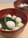 朝昼夕♪豆腐うずら卵ほうれん草のすまし汁