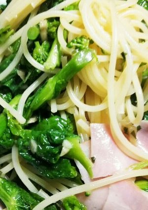 菜の花とベーコンのシンプルパスタ-レシピのメイン写真