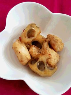 蓮根とジューシー鶏むね肉の甘辛照り焼き♪-レシピのメイン写真