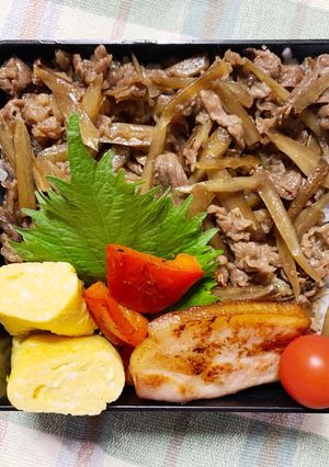 6/21ﾖｯﾁｬﾝ☆牛肉とごぼう弁当-レシピのメイン写真