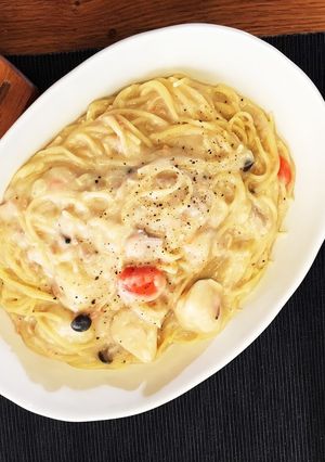 ホワイトシチューでリメイクパスタ♫-レシピのメイン写真