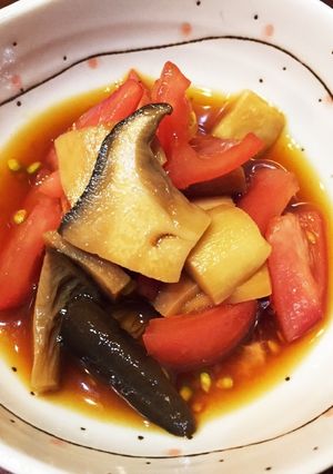 エリンギとトマトの簡単醤油和え-レシピのメイン写真