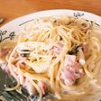 生湯葉とベーコンのクリームパスタ
