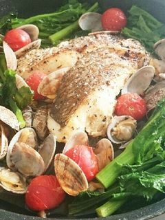 簡単時短!!菜の花と鯛のアクアパッツァ-レシピのメイン写真