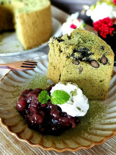 黒豆煮で抹茶シフォンケーキ-レシピのメイン写真