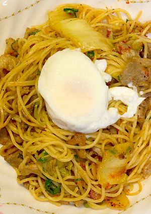 簡単な和風豚肉キムチパスタ-レシピのメイン写真