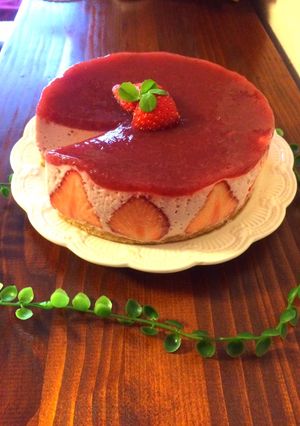 豆腐&甘酒の和風いちごレアチーズケーキ-レシピのメイン写真