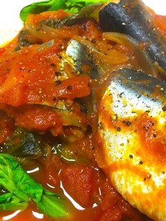 ニシンとチンゲン菜花のトマト煮込み-レシピのメイン写真