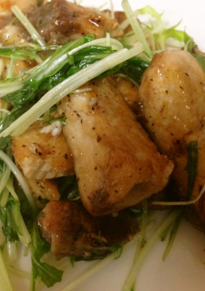 ブリと水菜の黒胡椒炒め-レシピのメイン写真
