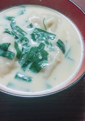 ★北海道知内で食べたニラ豆乳水餃子★-レシピのメイン写真