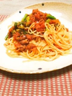 蛍烏賊と菜の花のトマトソースパスタ-レシピのメイン写真