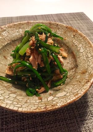 春菊と鶏ささみの胡麻和え-レシピのメイン写真