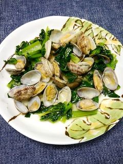 簡単副菜!あさりの青菜炒め(小松菜)-レシピのメイン写真