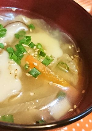 ほっこり【ちくわぶdeすいとん風味噌汁】-レシピのメイン写真