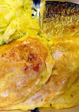簡単な油不使用朝ご飯のおかずハムピカタ-レシピのメイン写真