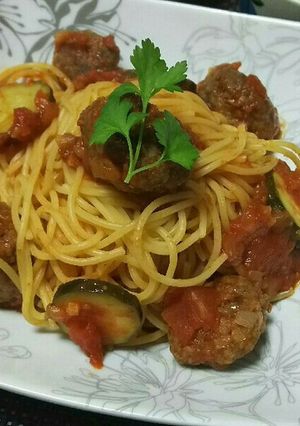 オレガノ香る♪ミートボールトマトパスタ♡-レシピのメイン写真