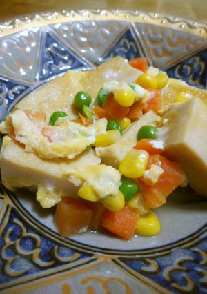 高野豆腐とミックスベジタブルの卵とじ-レシピのメイン写真